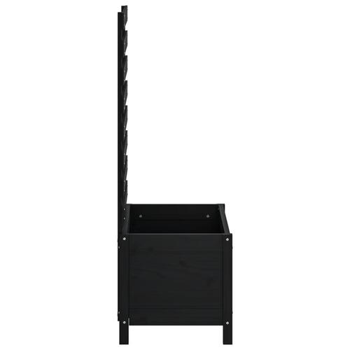 Plantekasse med stativ 79x39,5x114 cm massivt fyrretræ sort
