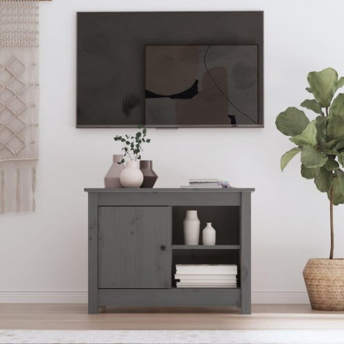 Tv-bord i massivt fyrretræ - grå, 70 × 36,5 × 52 cm