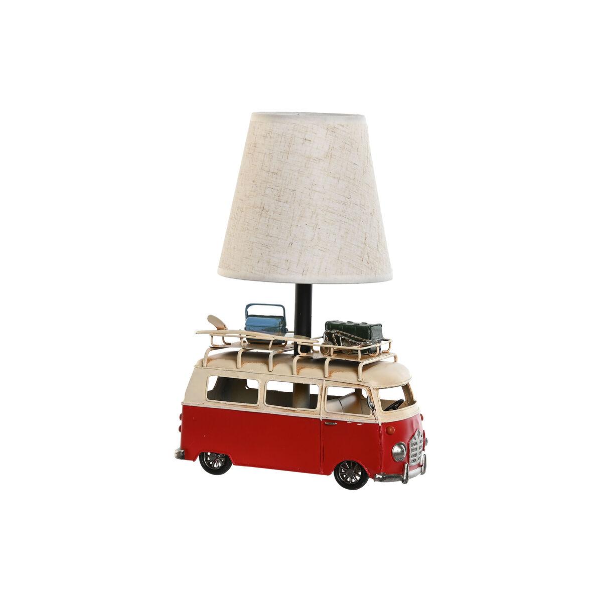 Bordlampe Home Esprit Hvid Rød Hør Metal 20 X 14 X 30 Cm