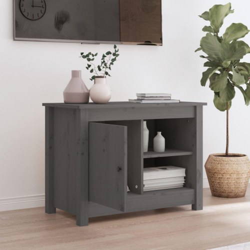 Tv-bord i massivt fyrretræ - grå, 70 × 36,5 × 52 cm