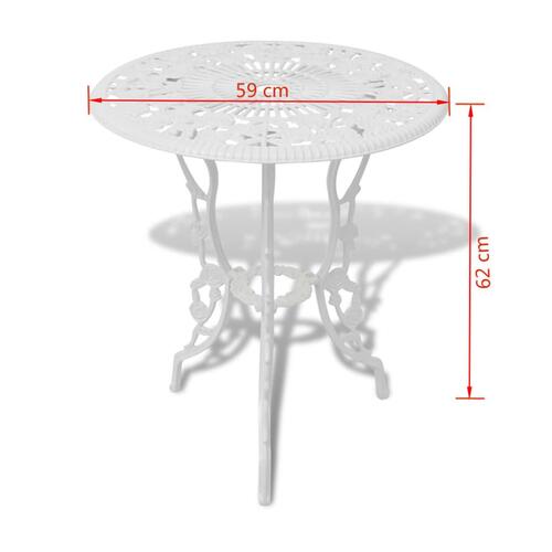 Bistrosæt 3 dele støbt aluminium hvid