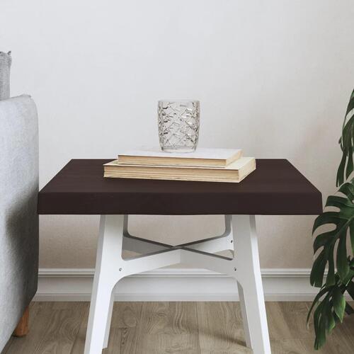 Bordplade 40x40x(2-4) cm naturlig kant behandlet træ mørkebrun