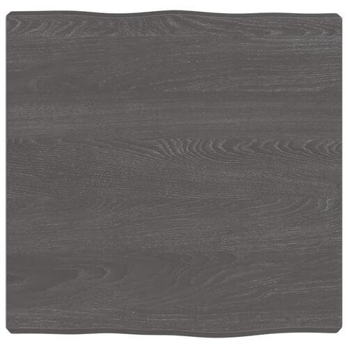Bordplade 40x40x(2-4) cm naturlig kant behandlet træ mørkebrun