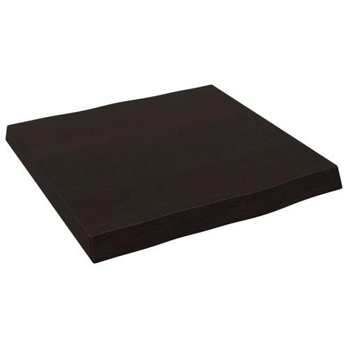 Bordplade 40x40x(2-4) cm naturlig kant behandlet træ mørkebrun