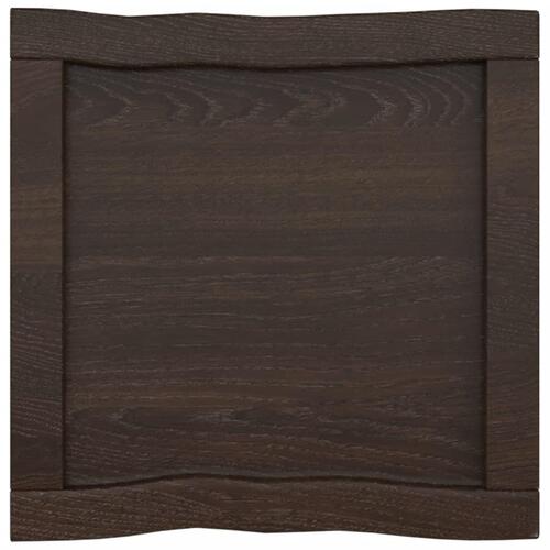 Bordplade 40x40x(2-4) cm naturlig kant behandlet træ mørkebrun