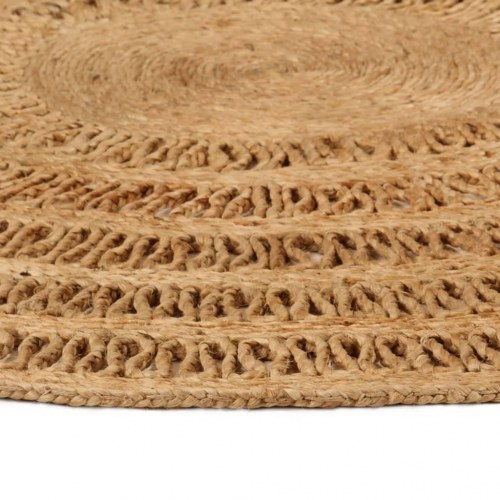 Gulvtæppe 90 cm håndflettet jute rundt