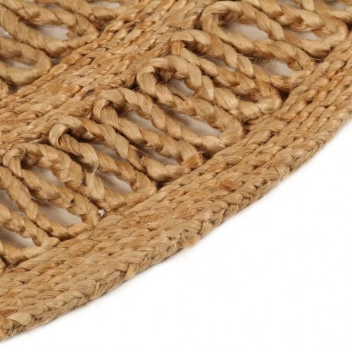 Gulvtæppe 90 cm håndflettet jute rundt