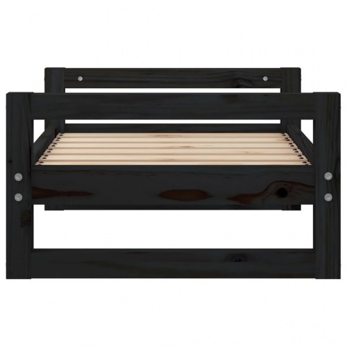 Hundeseng i massivt fyrretræ - sort, 65,5 × 50,5 × 28 cm