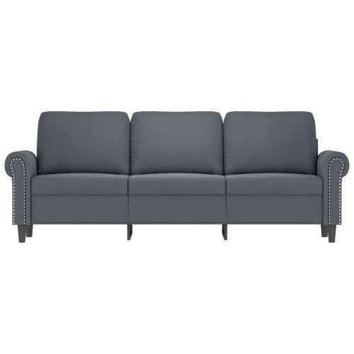 3-personers sofa i fløjl - 180 cm, mørkegrå