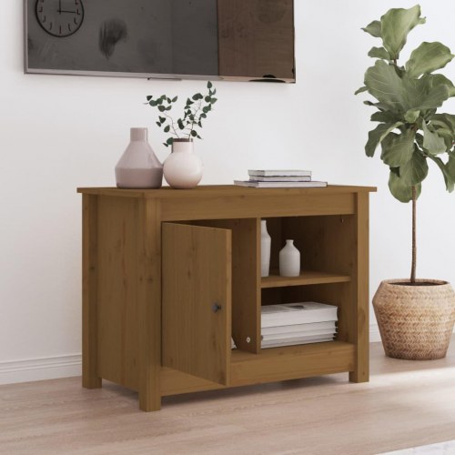 Tv-bord i massivt fyrretræ - 70 × 36,5 × 52 cm, gyldenbrun