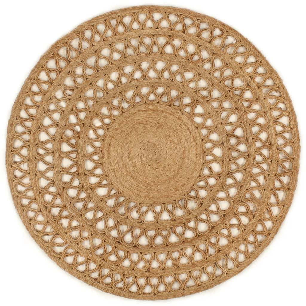 Gulvtæppe 120 cm håndflettet jute rundt