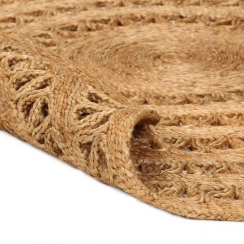 Gulvtæppe 120 cm håndflettet jute rundt