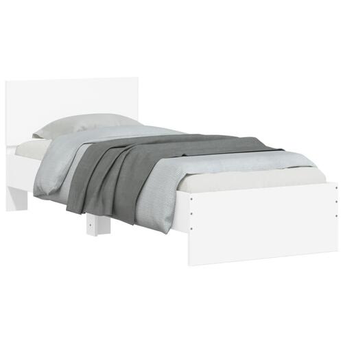 Sengeramme med sengegavl 90x200 cm konstrueret træ hvid