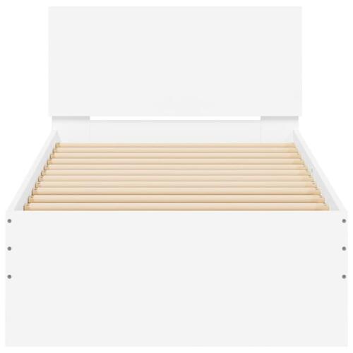 Sengeramme med sengegavl 90x200 cm konstrueret træ hvid
