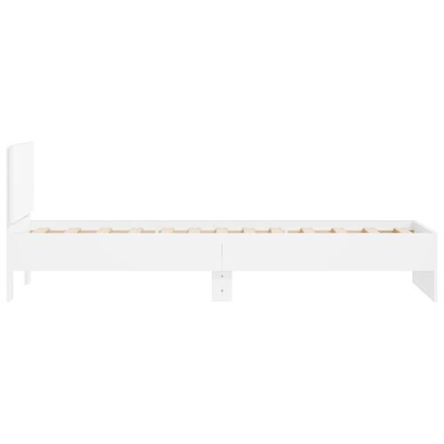 Sengeramme med sengegavl 90x200 cm konstrueret træ hvid