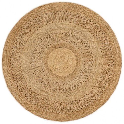 Gulvtæppe 120 cm håndflettet jute rundt