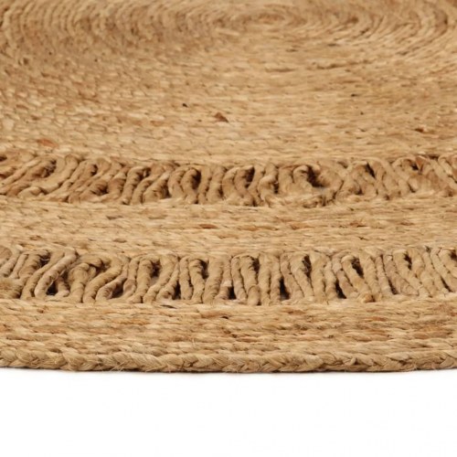 Gulvtæppe 120 cm håndflettet jute rundt