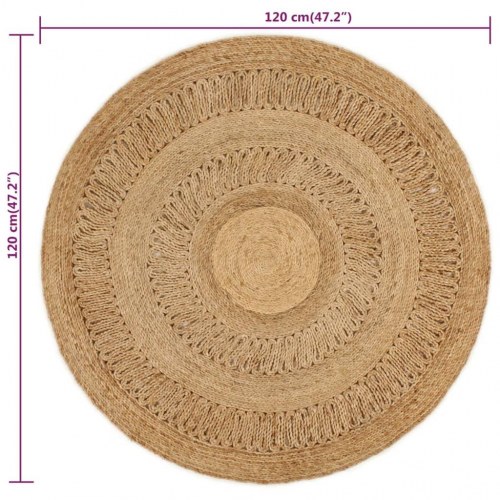 Gulvtæppe 120 cm håndflettet jute rundt