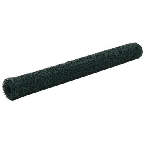 Hønsenet stål med PVC-belægning 25 x 1,2 m grøn