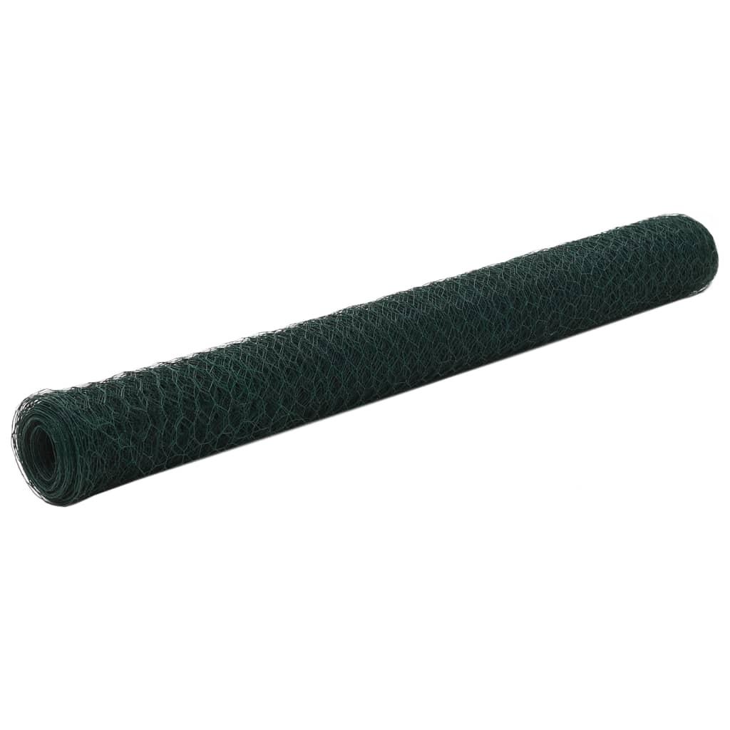 Hønsenet stål med PVC-belægning 25 x 1,2 m grøn