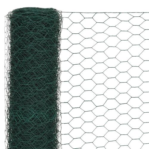 Hønsenet stål med PVC-belægning 25 x 1,2 m grøn