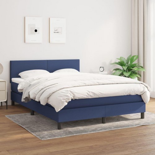 Kontinentalseng med madras 140x190 cm - stof, blå