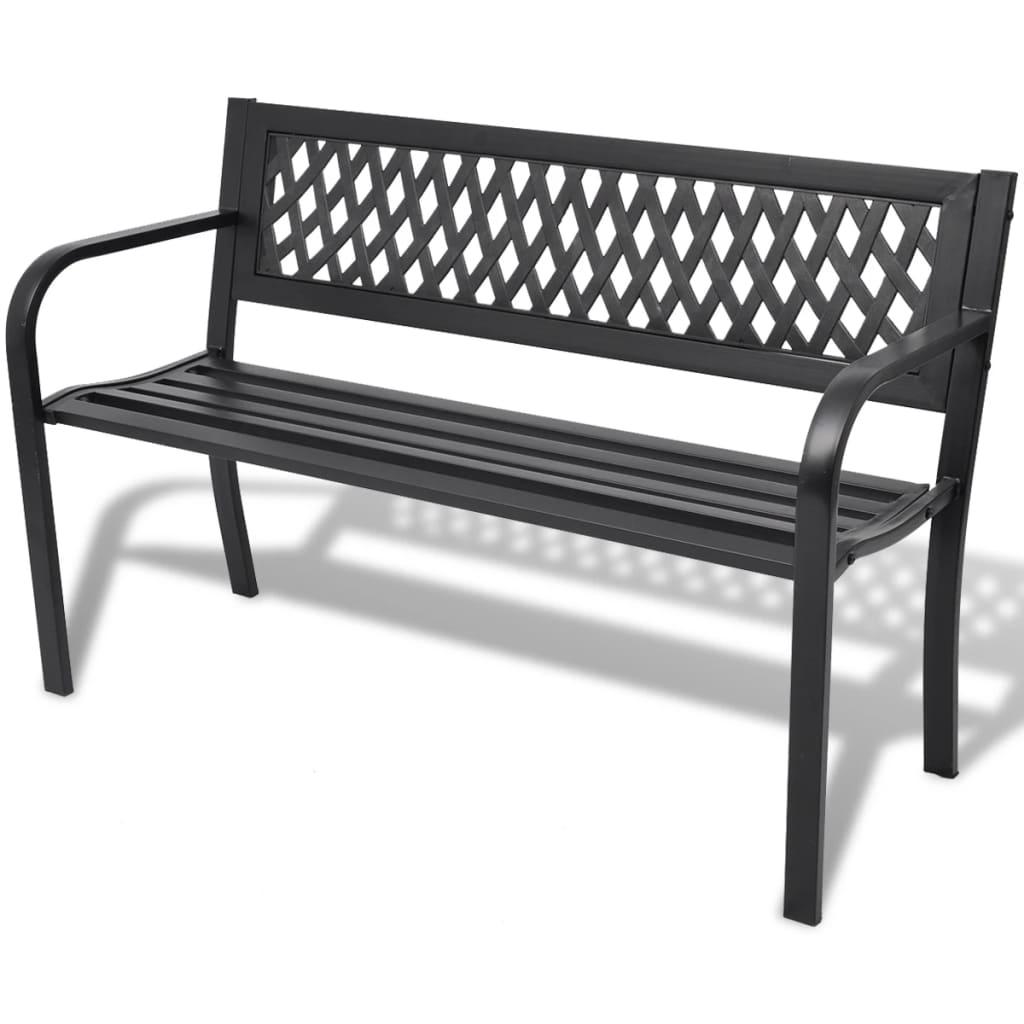 Havebænk 118 cm stål sort