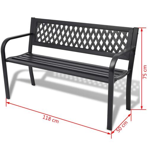 Havebænk 118 cm stål sort