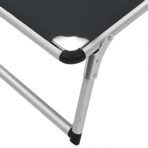 Foldbare liggestole med baldakin, 2 stk. - aluminium og sort textilene