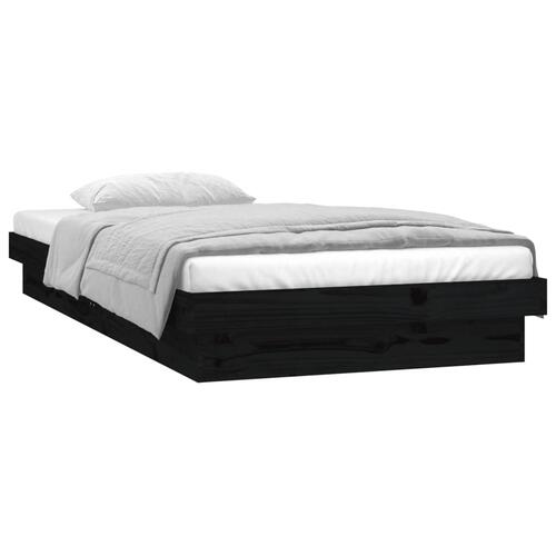 Sengeramme med LED-lys 90x190 cm Single massivt træ sort