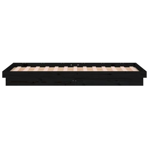 Sengeramme med LED-lys 90x190 cm Single massivt træ sort