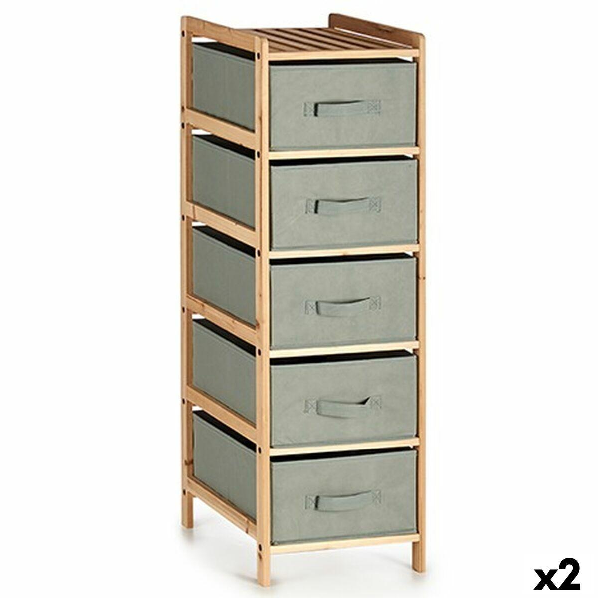 Kommode Grå Træ Tekstil 34 X 103 X 36 Cm 2 Enheder