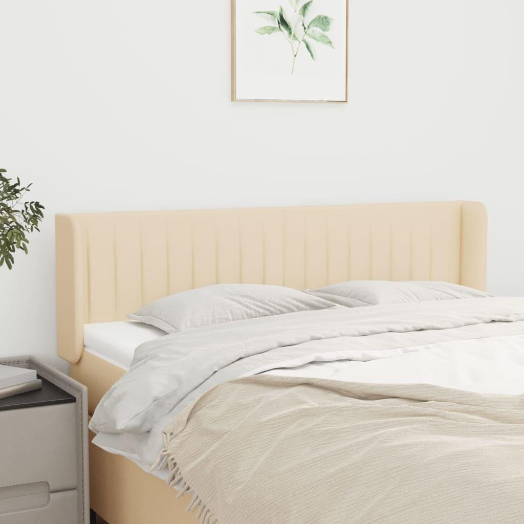 Sengegavl Med Kanter 83X16X78/128 Cm Stof - Creme / 147 x 16 x 78/88 cm