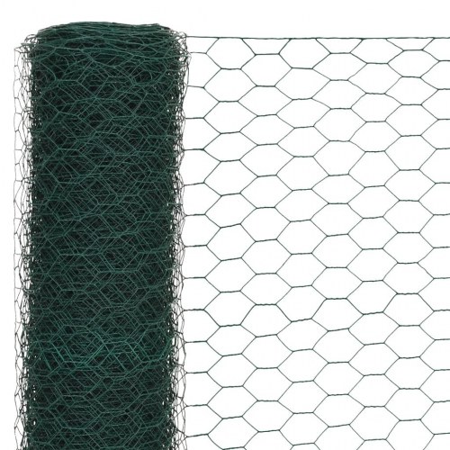 Hønsenet stål med PVC-belægning 25 × 1,2 m - grøn