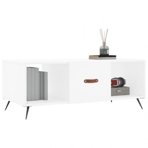 Sofabord med 3 rum og låge - hvid 102 x 50 x 40 cm