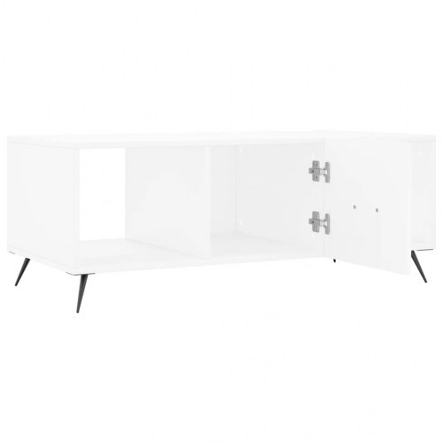 Sofabord med 3 rum og låge - hvid 102 x 50 x 40 cm