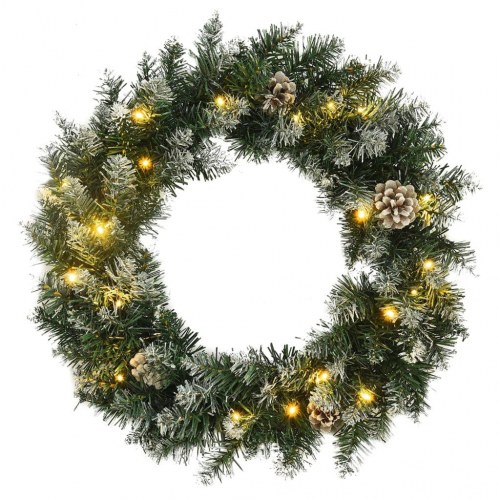 Julekrans med LED-lys 45 cm - grøn
