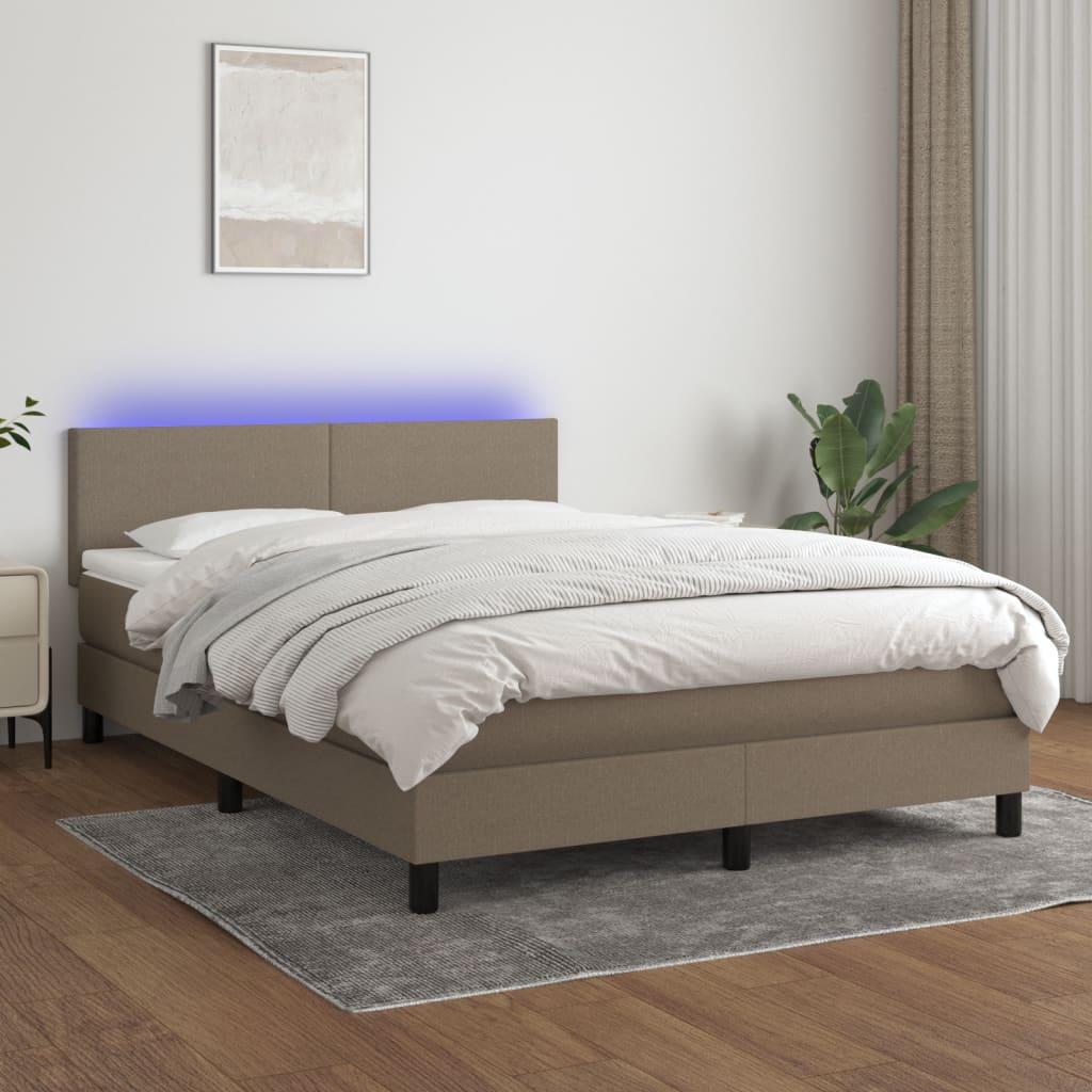Kontinentalseng Med Led-Lys Stof Gråbrun - Med ensartet mønster / 140 x 190 cm
