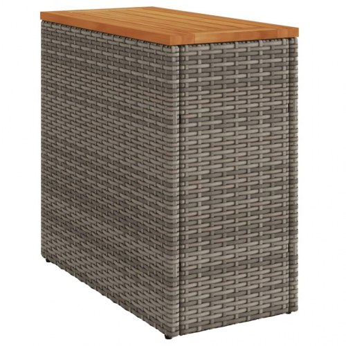 Havesidebord med trætop 58x27,5x55 cm polyrattan grå