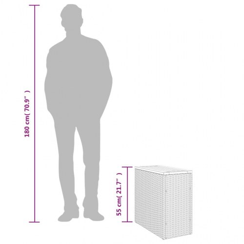 Havesidebord med trætop 58x27,5x55 cm polyrattan grå