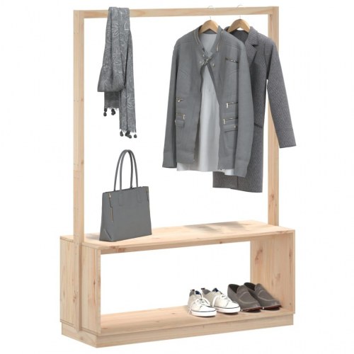 Tøjstativ med skoopbevaring 113x40x157,5 cm massivt fyr