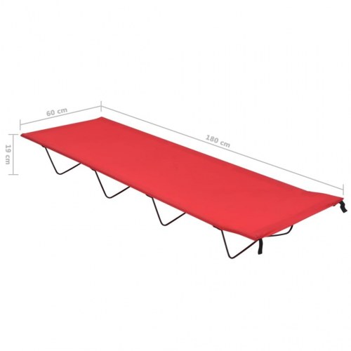 Campingseng 180 × 60 × 19 cm - 600D oxfordstof og stål, rød