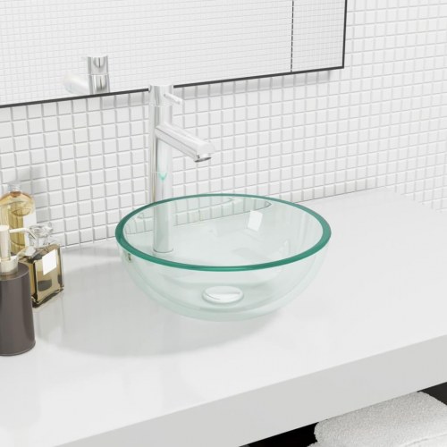 Rund håndvask i hærdet glas 30 × 12 cm - transparent