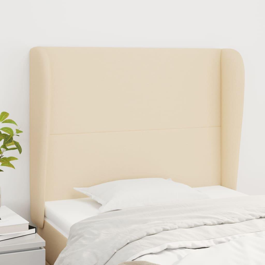 Sengegavl Med Kanter Stof - Creme / 103 x 23 x 118/128 cm