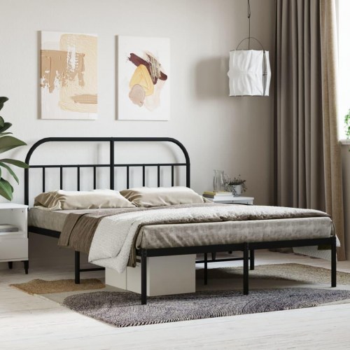 Sengeramme med sengegavl 150x200 cm metal sort