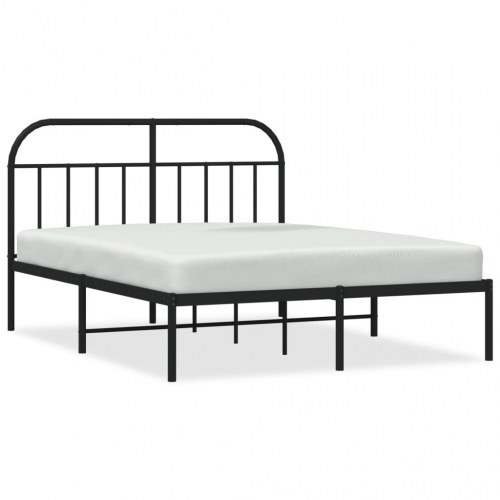 Sengeramme med sengegavl 150x200 cm metal sort