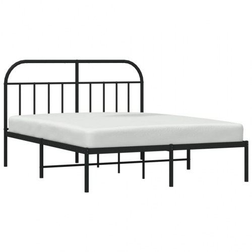 Sengeramme med sengegavl 150x200 cm metal sort