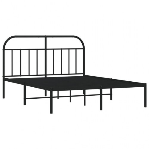 Sengeramme med sengegavl 150x200 cm metal sort
