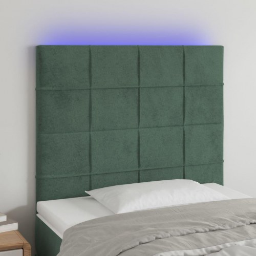 Sengegavl med LED-lys 90 x 5 x 118/128 cm - mørkegrøn