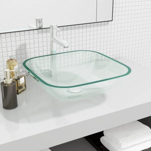 Håndvask i glas 42 x 42 x 14 cm - transparent
